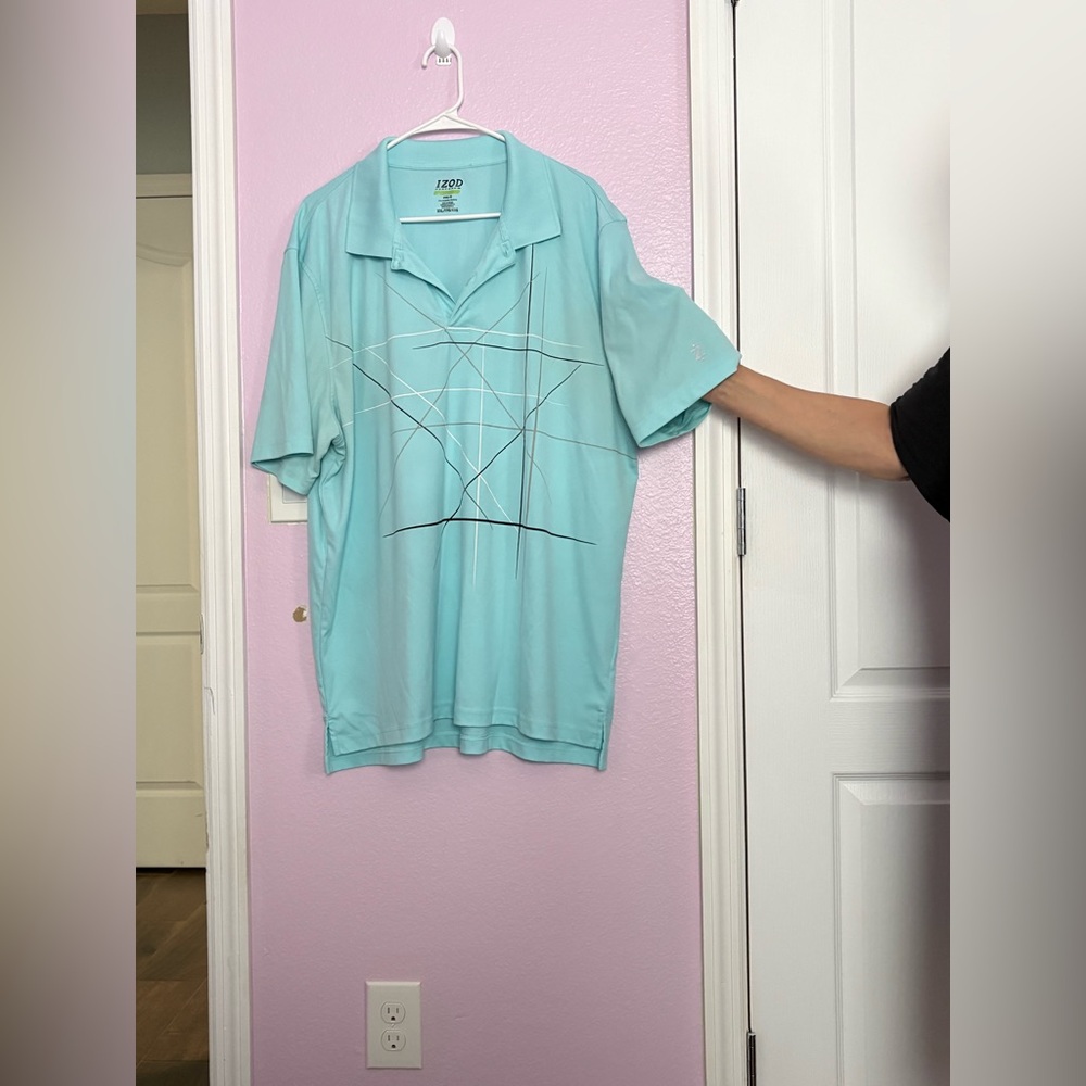 Izod Aqua Polo Shirt with Geometric Design